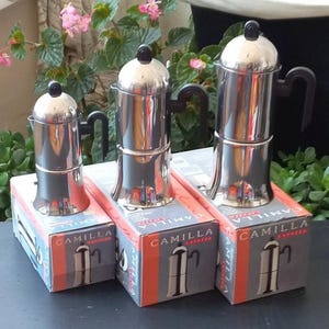 Camilla Italian Espresso Coffee Maker 18/10 stainless steel Lavazza brand Never used Original box Vintage coffee maker Made in Italy