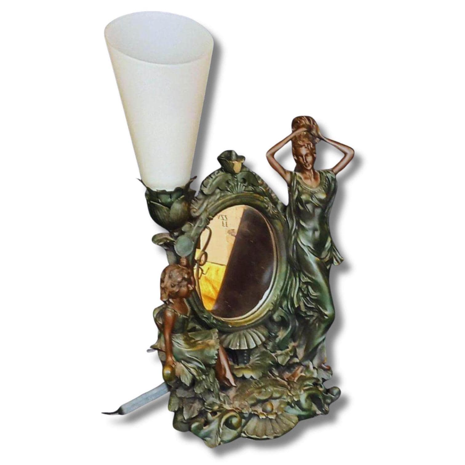 Art Nouveau Reproduction Mirror-lamp Crosa 1995 Tiffany Style by