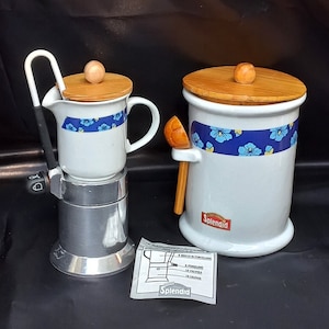 Rare Set &quot;Splendid&quot; Italian espresso coffee maker Limited edition 1980s Sugar jar numbered 41 Neapolitan Espresso Coffee Maker 4 Cups