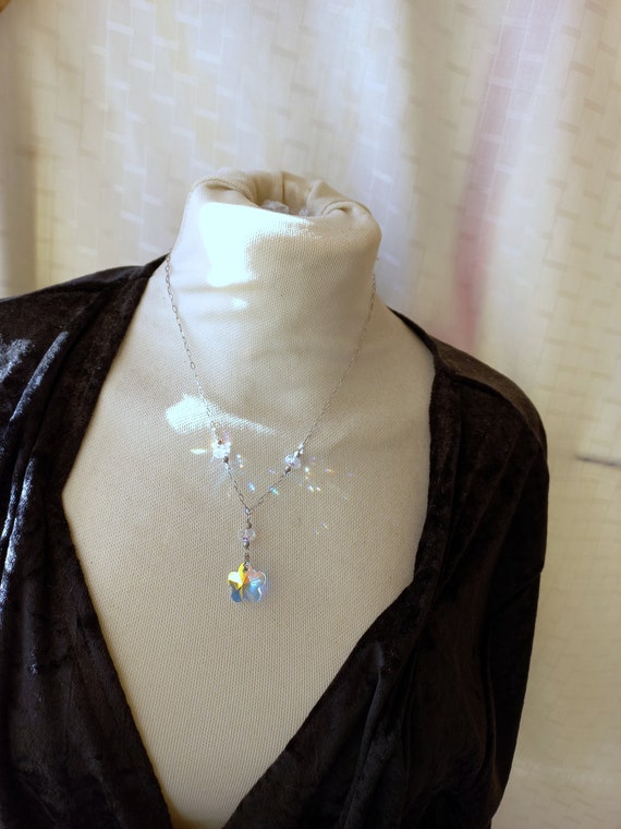 Simple necklace in solid 925 silver Swarovski typ… - image 4