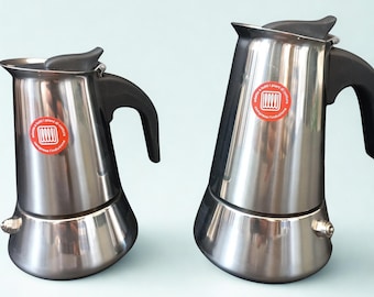 Modern Stainless Steel Induction Espresso Maker Choice of 2 or 4 Cups Coffee Pot