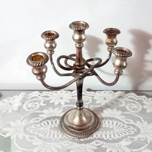 Silver plated candlestick Candle holder 5 arms Silver plated Vintage candlesticks 70s Vintage home decor Vintage ornaments for the home