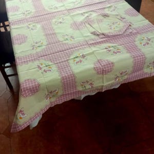 Nappe de cuisine neuve pour 6 personnes avec serviettes assorties Nappe en pur coton Nappe design canard ligne de table vintage