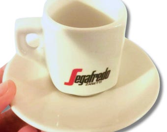 Espresso coffee cup Collectible Cups with Saucer "Segafredo" Design Zanetti Italian 90s Off-white porcelain Made in Italy