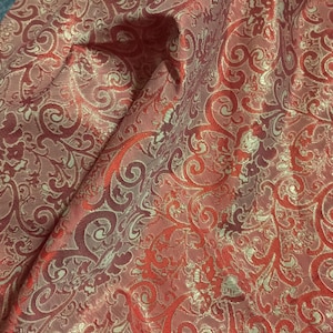 50x150 cm Vintage fabric scrap with silver plated thread Venetian Silk Fabric Red-Silver Damask Italian Fabric Silk Panel Patchwork Fabric