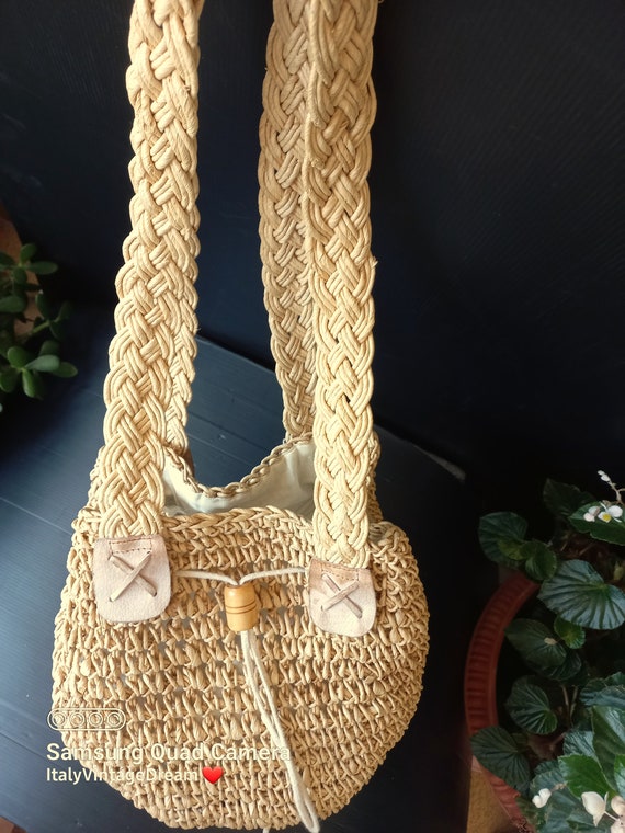 Vintage Italy "Giovanni" 1970s Wicker Bucket Bag … - image 4