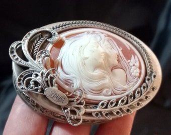 BUBA Argenti Made in Italy Joyero bañado en plata Porta anillos Filigrana de plata Caja ovalada Camafeo Recuerdo de bautizo Regalo de boda Regalo de Navidad