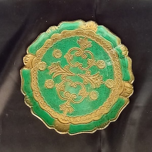 Traditionelle Florentiner Periode Tablett Typische Florentiner Italien 1950er Jahre Handbemaltes Antikes italienisches Harztablett Wohnkultur Restaurant Harztablett