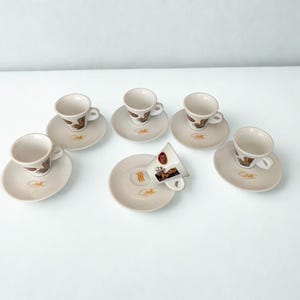 Brand new Set of 6 cups Vintage "Caffè Duettò" heavy White porcelain Design Italiano Made in Italy Coffee cups Collectible Espresso coffee
