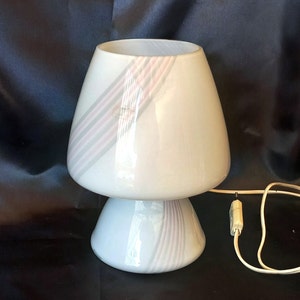 Murano Mushroom Lamp White Table Lamp Italian Lamp Vintage Night Light Mid Century Designer Lamp Space Age Vortex Bedside Lamp