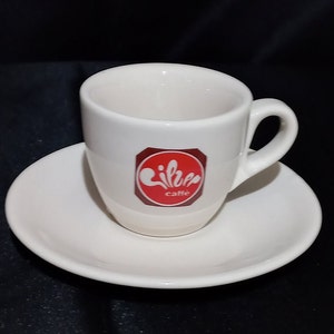 Extremely rare &quot;Silver Caffè&quot; Collectible coffee cups in heavy off-white porcelain Made in Italy Espresso cups Italian coffee
