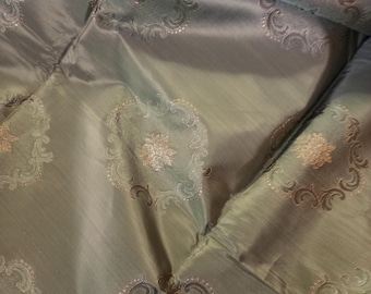 Large 250x245 cm Venetian Silk Fabric Green Damask Italian Fabric Silk Panel Patchwork Fabric Fabric panel Damask silk panel Antique Damask