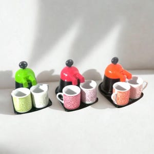 Vintage Italian Mini Express Coffee Maker, 2 Spouts Espresso Maker with 2 Cups, New Art Express 80s Pop Design, Choose Your Color