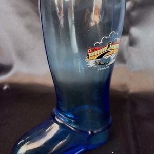 Glasses Collectible Blue Glass Boot Shaped Glasses Murano Glass Venetian Art Souvenir from Italy Venice Vintage Beer Mug Collectible Glasses