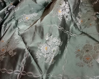 Large 260x295 cm Venetian Silk Fabric Green Damask Italian Fabric Silk Panel Patchwork Fabric Fabric panel Damask silk panel Antique Damask