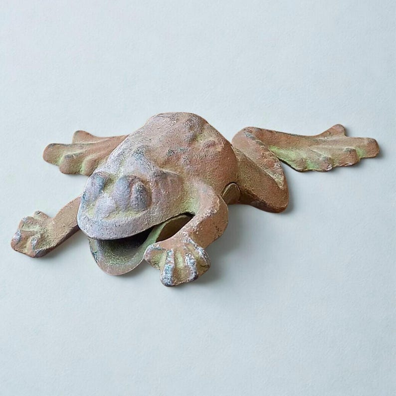 Vintage Style Cast Iron Frog Paperweight - Open Mouth Trinket Dish ...
