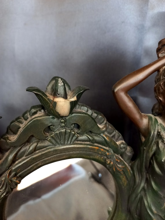 Art Nouveau Reproduction Mirror-lamp Crosa 1995 Tiffany Style by