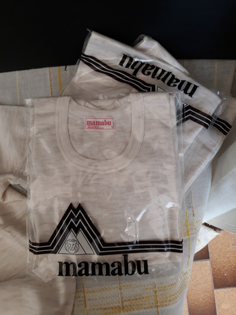 New Brand MAMABU Men's undershirt 20% wool 30 acrylic fiber 50 polypropylene fiber Size 3 Vintage Italy 1980s Men's underwear Gift for him image 3