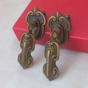 2-piece set Rare Vintage Italian Handles Antique Brass Antique Furniture Handles Brass Finishes Gold Cabinet Handles Brass Drawer Handles