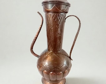 Extra Large 84cm Vintage Copper Ewer - Hand-Hammered Decorative Floor Pitcher - Middle Eastern Moorish Style - 4kg Heavy Statement Piece
