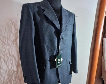 Classic 3-button men's jacket Pure wool "Savini" Made in Italy Handcrafted Men's tailored checked jacket Winter jacket Suit top Size 49