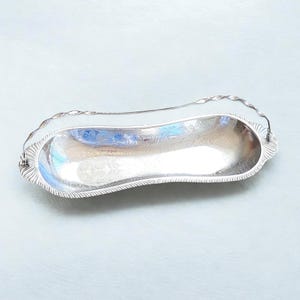 Centrotavola vintage italiano grande 42x15 placcato argento, vassoio tascabile dalla forma speciale, fruttiera