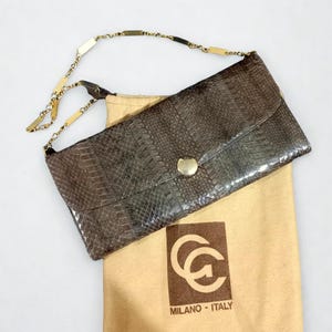 Made in Italy G. Castellari Milano Vintage 70s Leather bag Shoulder bag Gold chain Italian leather goods Gift for her Christmas gift