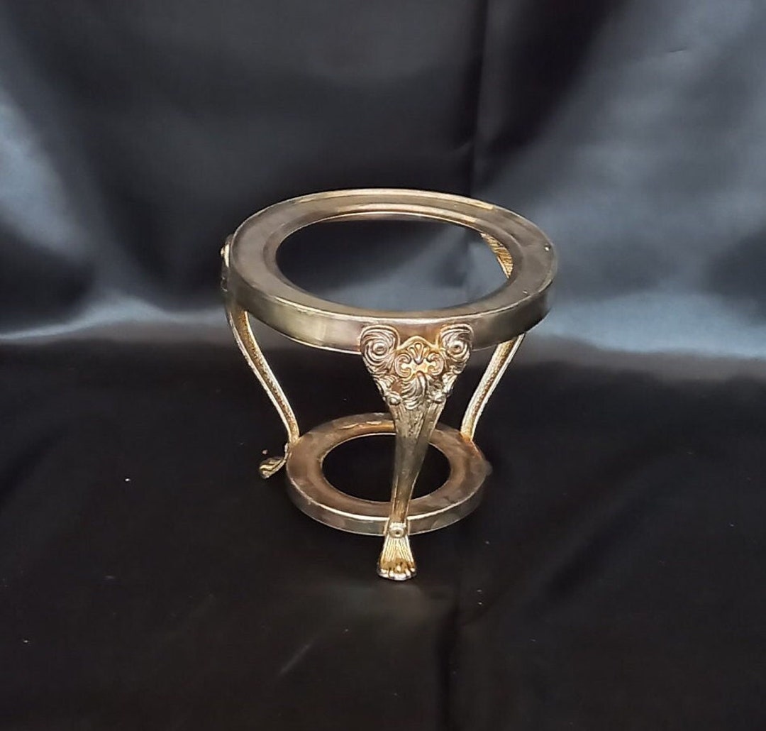 Old Backsplash Silver Plated Antique Kettle Stand Vintage 1950s Plant