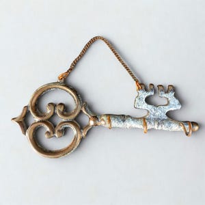 Seltene Vintage Italien 1950er Jahre Vintage Schlüsselanhänger Bronze Haken Home Decor