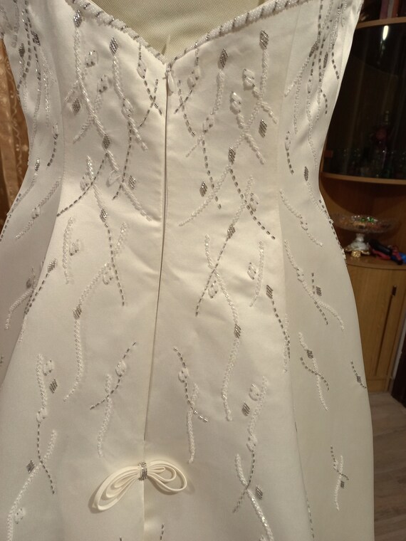 New Satin Beaded Sequined Wedding Dress Cream Col… - image 7