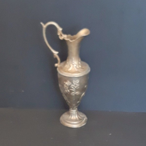 Rare Large pewter amphora Very old Vintage Italy 1950s Floral decoration Golden pewter Flower vase Pewter pitcher Christmas gift