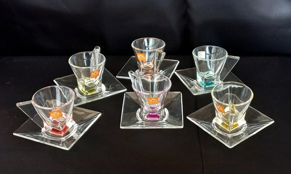 RCR Fusion Italian Glassware Cups Set Square Shape Coffee Cup