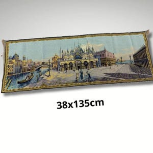 Large 38x135cm Very Old Tapestry Ancient Venice Handmade Antique Hand Woven Tapestry Vintage Wall Carpet Gothic Home Decor Baroque Style