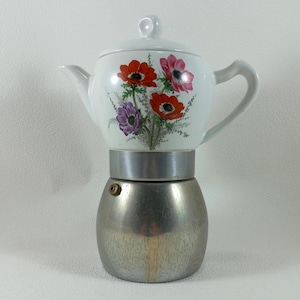 Rare Espresso Coffee Maker 9 Cups Aluminum and Porcelain Coffee Maker Vintage Coffee Maker 80s Vintage Coffee Maker