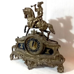 Old mantel clock Antique brass Rope clock To be overhauled Solid Brass Mantel Clock Antique Clock Collectible Antique brass mantel clock