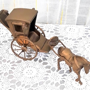 Seltene Vintage Italien Messing Pferd Pferdewagen Messing Skulptur Messingguss Handmade Wohnkultur Vintage Bauernhof Weihnachtsgeschenk Pferde