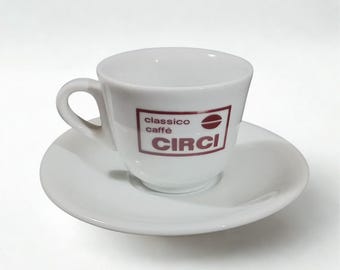 Raro Caffe "Circi" Café clásico Tazas vintage Café expreso Taza de café con platillo Porcelana IPA Hecho en Italia Coleccionable