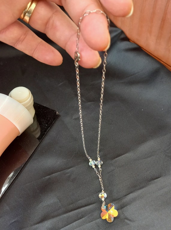 Simple necklace in solid 925 silver Swarovski typ… - image 3