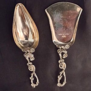 Baratti Sheffield Spoon and Cake Server Art Deco Silver plated Silver cutlery and crockery Vintage 1980s Silver tableware Italian silverware