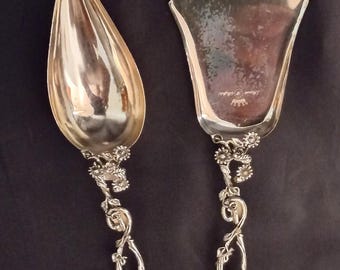 Baratti Sheffield Spoon and Cake Server Art Déco Plata plateada Cubiertos y vajilla Vintage 1980s Vajilla de plata Cubiertos italianos