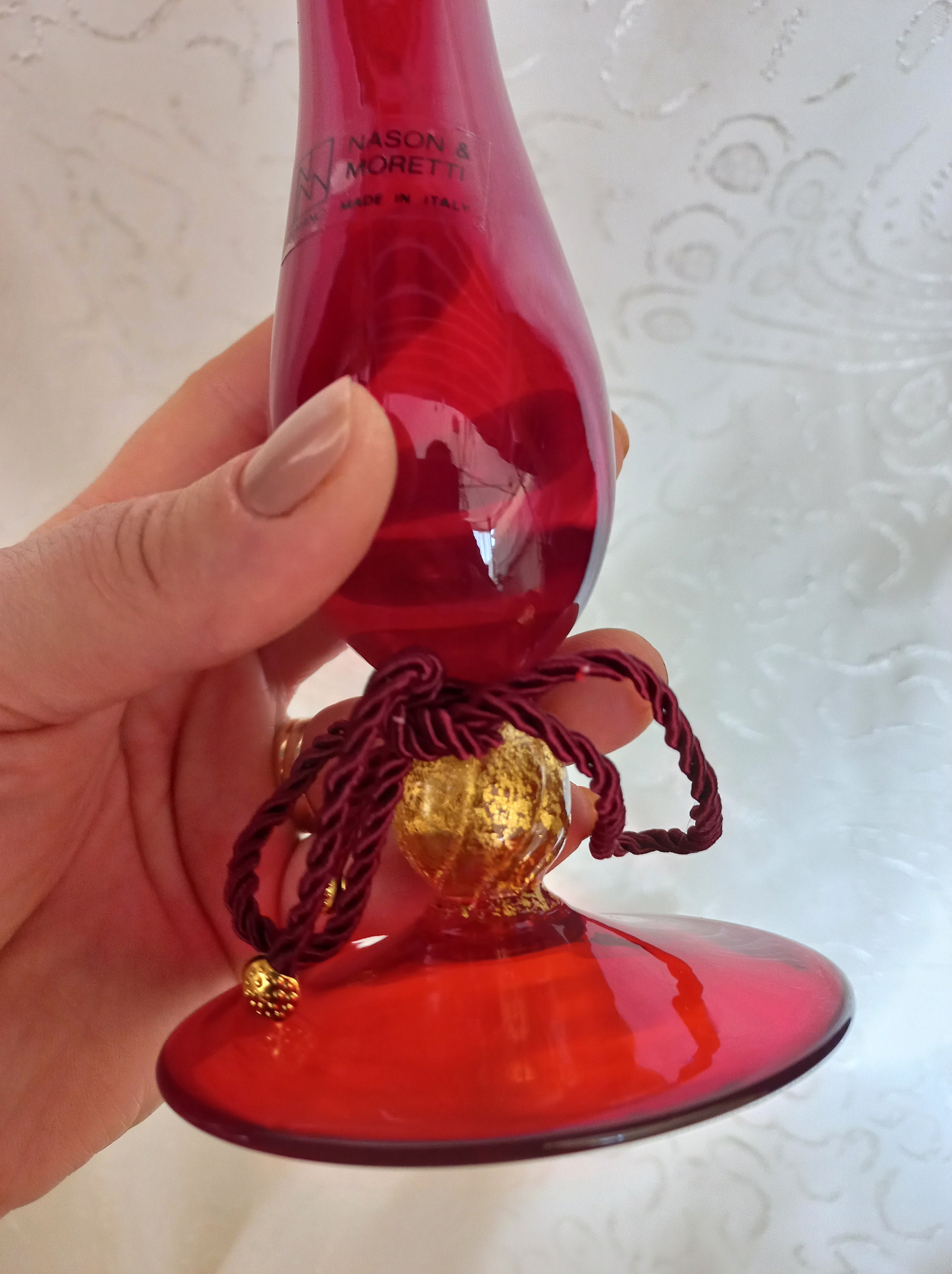 Nason&Moretti イタリア製 一輪挿し ムラーノガラス ガラス製花瓶 赤色