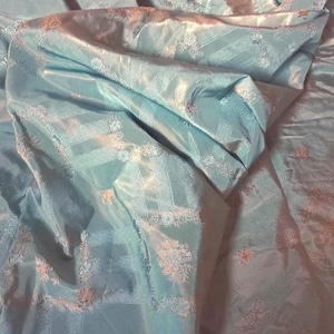 Large 260x254 cm Venetian Silk Fabric Green-Rose gold Damask Italian Fabric Silk Panel Patchwork Fabric Fabric panel Damask silk panel