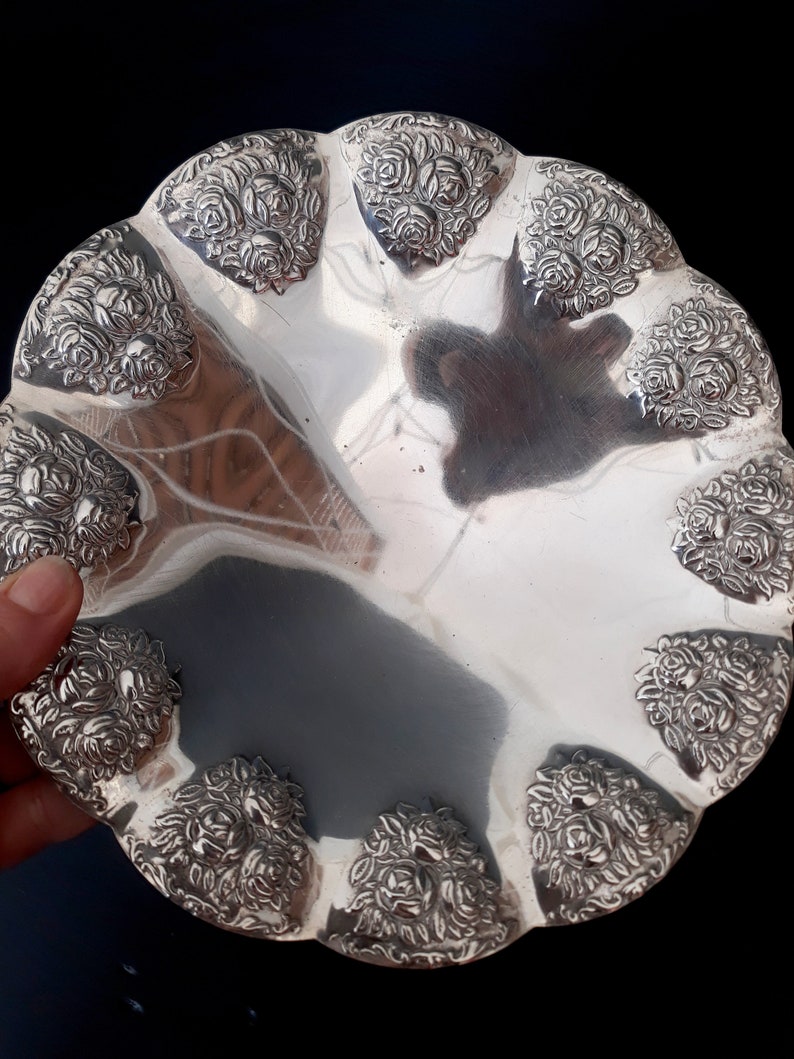 Vintage Italy Brass Silver Plated plate Made in Italy Upstand Etsy