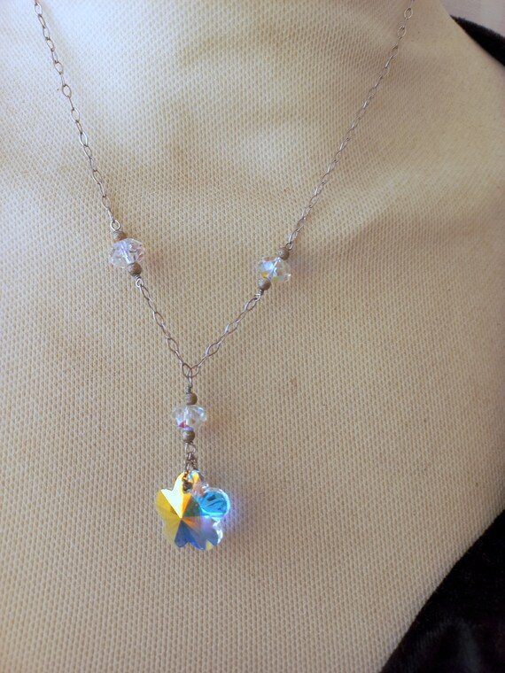 Simple necklace in solid 925 silver Swarovski typ… - image 7