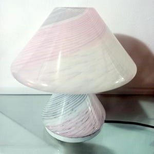 Murano Mushroom Lamp White Table Lamp Italian Lamp Vintage Night Light Mid Century Designer Lamp Space Age Vortex Bedside Lamp