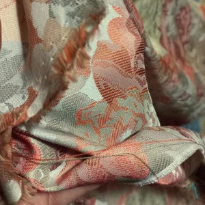 55x150 cm Vintage fabric scrap Venetian Silk Fabric Pink-Green Damask Italian Fabric Silk Panel Patchwork Fabric Upholstery fabric