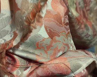 55x150 cm Vintage fabric scrap Venetian Silk Fabric Pink-Green Damask Italian Fabric Silk Panel Patchwork Fabric Upholstery fabric