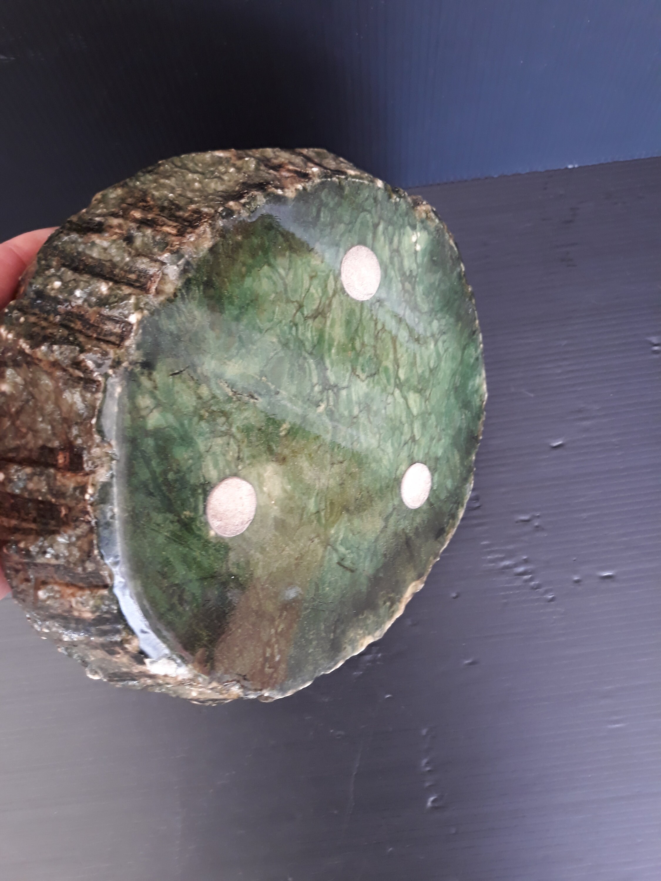 Rare, Large Ashtray, Green Alabaster, Tree Trunk Shape, Gift for Father ...