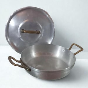 Padella con manici in alluminio puro al 99% con coperchio e manici in ottone Accessori decorativi per cucina rustica Utensili da cucina Pentole in alluminio