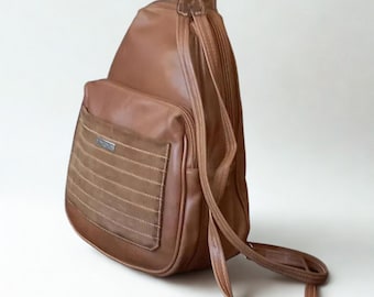 Small backpack "Mazzini Firenze" Made in Italy Genuine leather and suede Vintage shoulder bag Italian signed Gift for girls Christmas gift